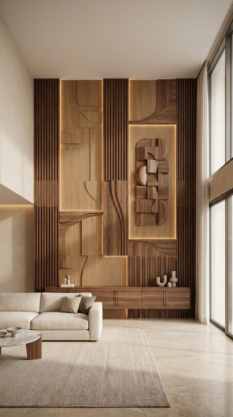 Wooden TV Console Wall